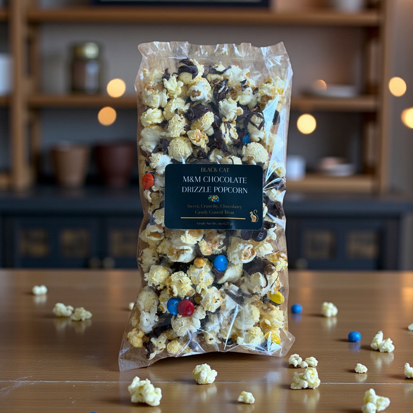 M&M Chocolate Drizzle Popcorn