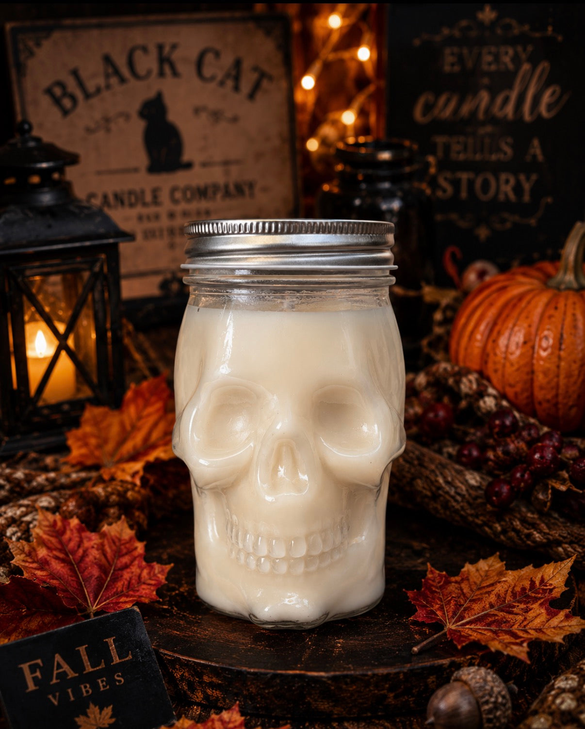 Skull Mason Jar Candle