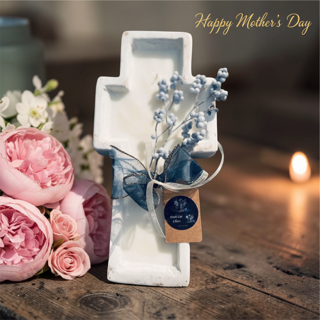 Mother's Day Fresh Cut Lilacs Cross Candle