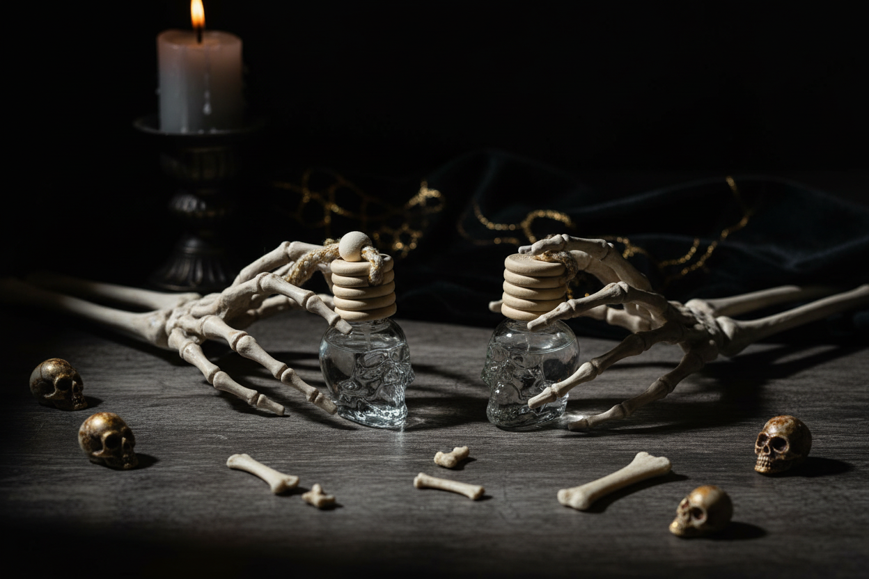 Skeleton-themed car diffuser product photo